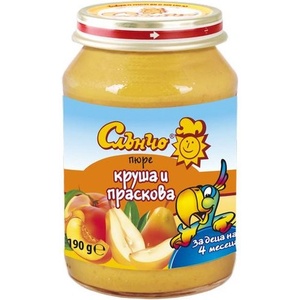 Слънчо Плодово пюре Слънчо - Круша и праскова, 190 g (2750) - ozone