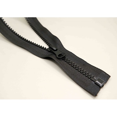 Deliteľný kostený zips - dĺžka (30 - 95 cm) - rôzne farby 80 cm Čierna s okrúhlym jazdcom
