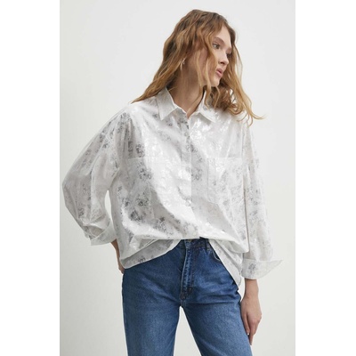 ANSWEAR Памучна риза Answear Lab дамска в бяло със свободна кройка с класическа яка (24y11675.tdb)