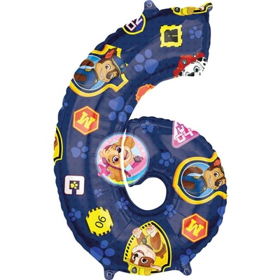 Fóliový balónek číslo 6 Paw Patrol 66 cm