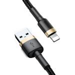 Baseus USB към Lightning кабел, 2.4A, 480Mbps, 1m - Baseus Cafule (CALKLF-BV1) - черен / златен