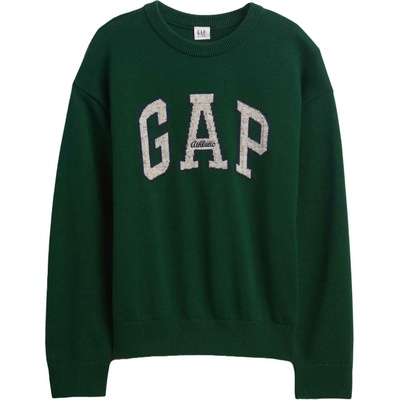 GAP V-JPN Athletic Logo Intarsia Crew tmavo zelená