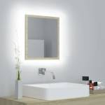 vidaXL LED огледало за баня, дъб сонома, 40x8, 5x37 см, акрил (804911)