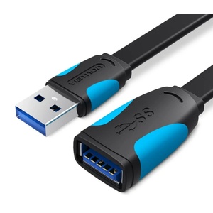 Vention USB 3.0, (удължител, плосък, черен), 2 м, кабел