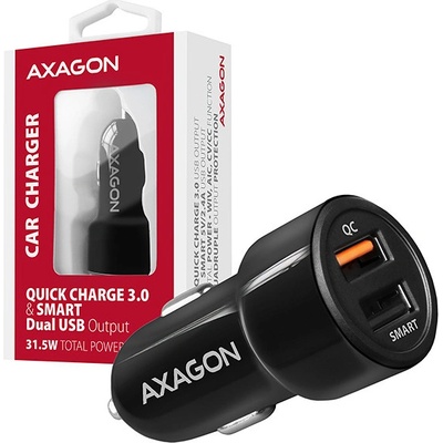 AXAGON PWC-QC5, QUICK a SMART nabíječka do auta, 2x port QC3.0/AFC/FCP + 5V-2.6A, 31.5W