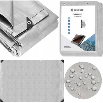Springros krycí plachta s oky 6 x 8 m extra silná 210g PE stříbrná PROTECT GA2139-XG