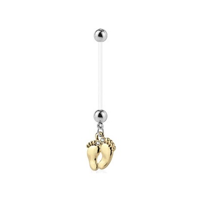 Šperky4U těhotenský piercing do pupíku stopy WP01084-GD