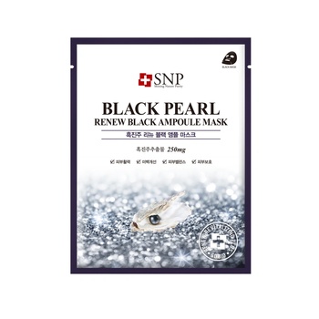 SNP Black Pearl Renew Black Ampoule Mask, възстановяваща шийт-маска за лице (8809237828010)