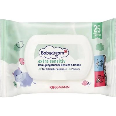 Babydream Vlhčené ubrousky na obličej a ruce 25 ks