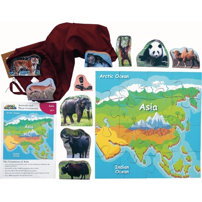 Just Jigsaws 773 Asie a její zvířata dřevěné 16 dílů a 10 zvířat
