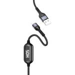 USAMS Кабел U48 lightning 1 м, Fast Charging LED, черен (Usa000587)