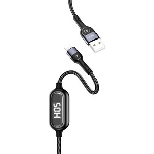 USAMS Кабел U48 lightning 1 м, Fast Charging LED, черен (Usa000587)