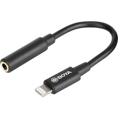 BOYA iPhone 14 Plus / 14 Pro Max / 14 Pro BOYA BY-K3 аудио адаптер с кабел, 3, 5 мм жак - Lightning, 6 см, ЧЕРЕН GP-188633 (GP-188633)