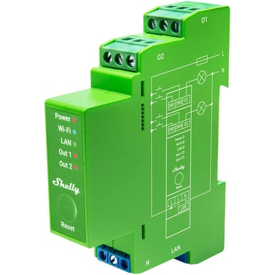 Shelly Pro Dimmer 2PM - dvoukanálový stmívací modul (LAN, WiFi, Bluetooth)