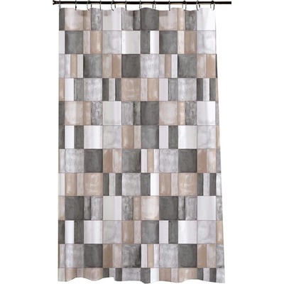DURAMAT Kúpeľňový záves dekor CY-214005, 180 x 200 cm, textilná, hnedá mozaika