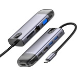Mcdodo Хъб Mcdodo (HU-7420) - 10в1, 2x USB2.0, 2x USB3.0, USB-C PD100W, VGA, HDMI 4K, LAN, SD/TF слот, 5Gbps, Type-C кабел - Сив