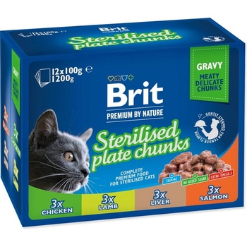 Brit Premium Cat Meat Sterilised mix v omáčke Multi 1200 g 12 x 100 g