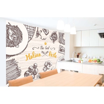 DIMEX ART s. r. o Самозалепваща се флизелинова фототапета илюстрация италианска паста 375 x 250 см