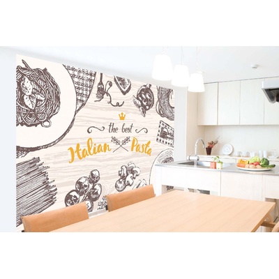 DIMEX ART Самозалепваща се флизелинова фототапета илюстрация италианска паста 375 x 250 см