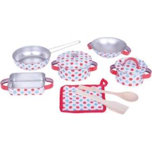 Bigjigs Toys Кухненски съдове Spotted Kitchenware Set (BJ631)