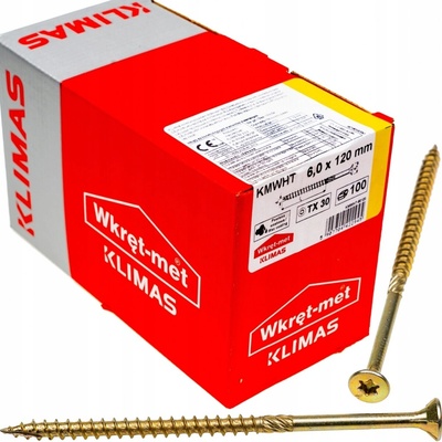 Klimas Wkret-Met TX 6x120mm - 100 ks - Skrutky / Vruty do dreva so zapustenou hlavou, WKCS