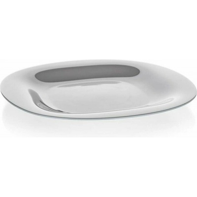 talíř d27cm mělký, CARINE, čtverc., šedý, tvrz.sklo