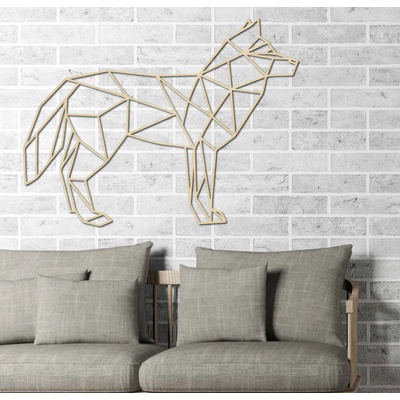 Geometrický obraz na zeď vlk - ROKY: Přírodní překližka - Topol přírodní 42 x 32 cm 3838-40531 PR0231HEU+