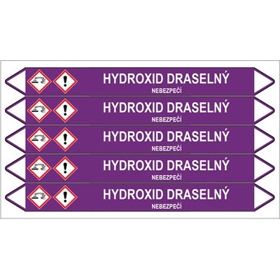 Značení potrubí, hydroxid draselný,5 ks, 150 × 12 mm PZ 007196