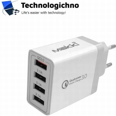 Makki Зарядно Makki Fast Charger QC3.0 + 3xUSB WHITE (050601021)