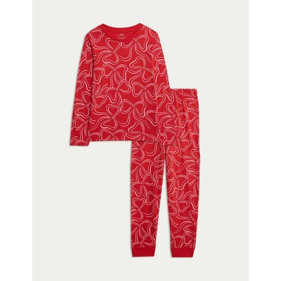 Marks & Spencer Пижама от чиста памучна материя с принт с панделка (1-16 години) Marks & Spencer червена Marks & Spencer | Cherven | Момчешки | 3-4 години