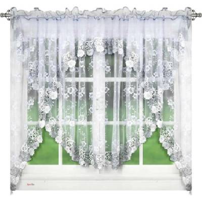 BytoTex Luxusní vyšívaná záclona LG78WB s šedo-bílou krajkou 400x160 cm
