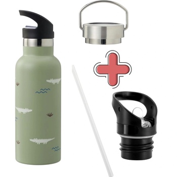 Image 1 of Fresk : 2 в 1 Бутилка и термос от неръждаема стомана с вградена сламка 500мл - Crocodile (FR-FD320-21+FR-LID407)