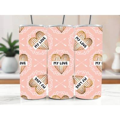 Cool termokelímek s brčkem 590 ml Zlatá srdce My Love