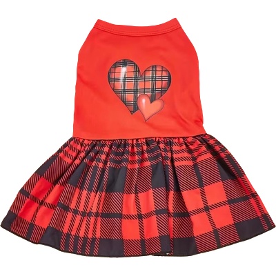 Tiger`s Heart Рокля за кучета Red Plaid Heart Dress