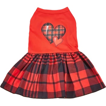 Tiger`s Heart Рокля за кучета Red Plaid Heart Dress