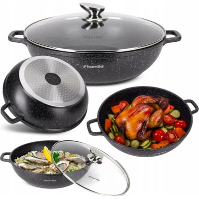 Kamille Hrnec hrnec 5,5 l černý mramorový s poklicí 32 cm