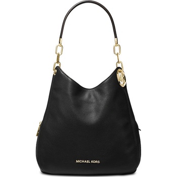 Michael Kors Lillie Chain Leather Hobo Black Gold