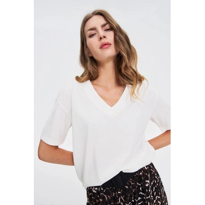 Moodo Бял топ с V-образно деколте Moodo Moodo | Byal | ЖЕНИ | XS