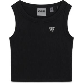 GUESS Черен потник рипс за момиче с кристално лого Guess