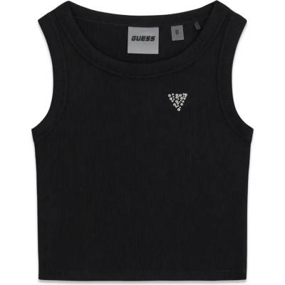 GUESS Черен потник рипс за момиче с кристално лого Guess
