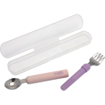 Melii Прибор за хранене Melii - Вилица-лъжица, 12м+, Pink & Purple (ML11100)