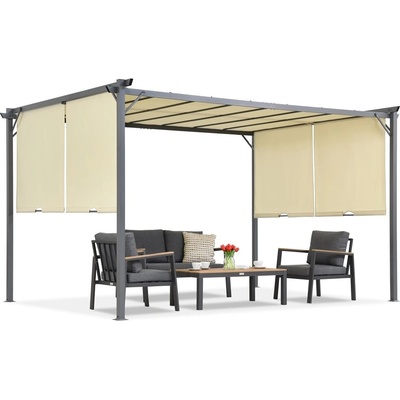 Garden Point pergola Sevilla 3x4 m se závěsy Krémová