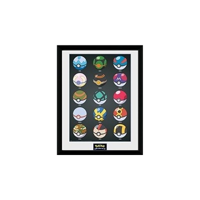 Zarámovaný plagát Pokemon Pokeballs (30x40)