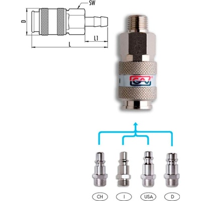 GAV UNI RYCHLOSPOJKA STL.VZDUCH S HADIČNÍKEM D12mm