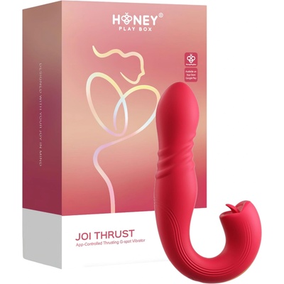 Honey Play Box Box Joi Thrust 2 - вибратор с тласкащо движение и езиче, управляван чрез приложение (червен)