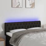 vidaXL LED горна табла за легло, черна, 160x7x78/88 см, плат (3121956)