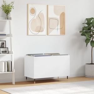 vidaXL Шкаф за грамофонни плочи бял 74, 5x38x48 см инженерно дърво (831716)