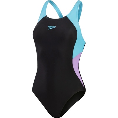 Speedo Colourblock Splice Muscleback Womens - Blck/Prpl/Blue