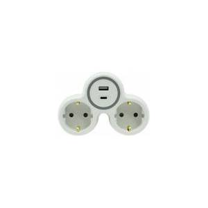 Plastrol Double splitter 2x plug socket with/u schuko 1xUSB A 1xUSB C R-21WS/B W-72010