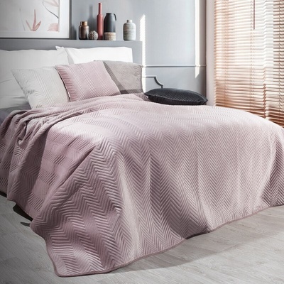 Takoy PREMIUM Přehoz na postel SOFIA z měkkého a matného sametu prošívaný do vzoru rybí kosti -HF-377778 230 x 260 cm